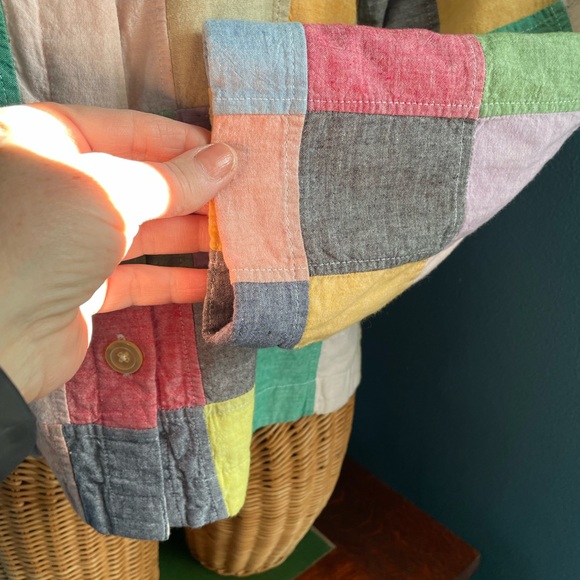 Orvis Vintage Patchwork Shirt Jacket Collarless Lined 100% Cotton size 8 - Picture 8 of 14